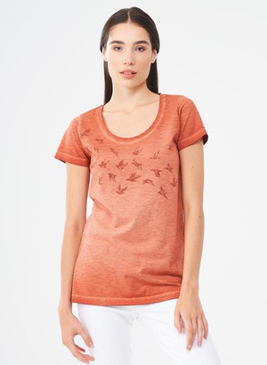 T-Shirt Bird Print Ginger Brown from Shop Like You Give a Damn