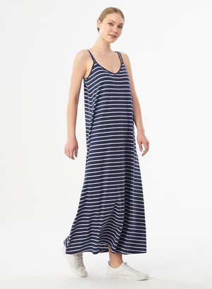 Striped Jersey Maxi-Dress Navy from Shop Like You Give a Damn