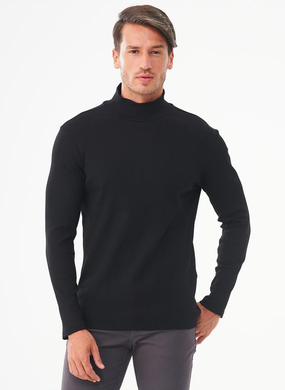 Ribbed Long Sleeve Turtleneck Shirt Black from Shop Like You Give a Damn