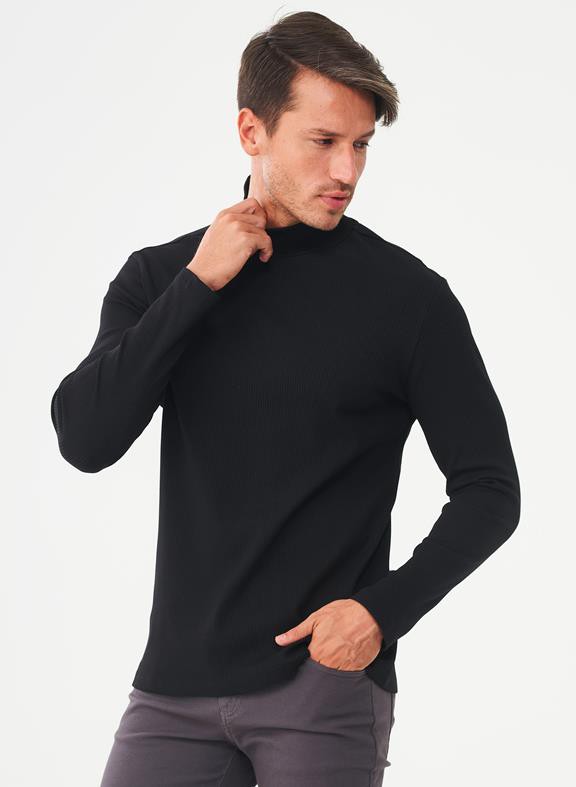 Ribbed Long Sleeve Turtleneck Shirt Black from Shop Like You Give a Damn