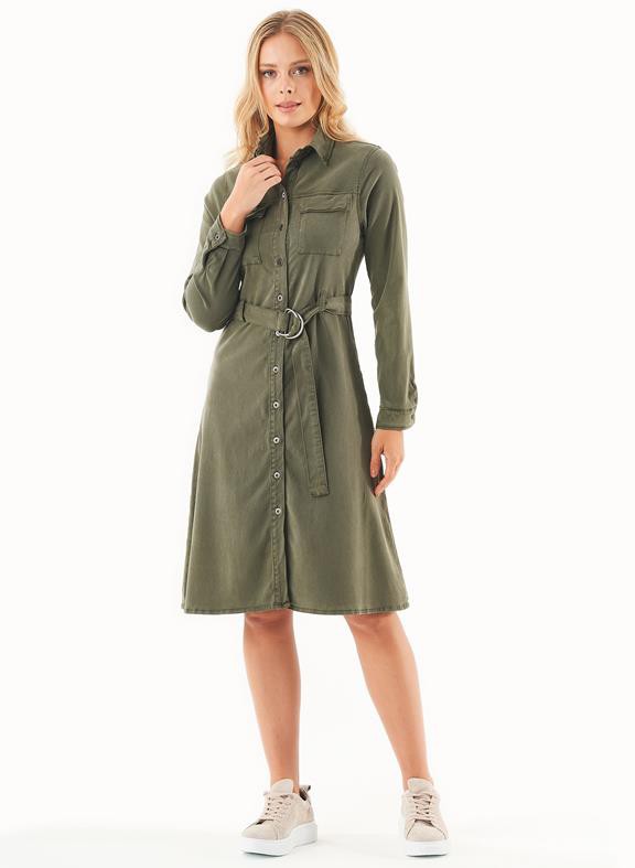 Shirt Dress Organic Cotton Mix Olive from Shop Like You Give a Damn