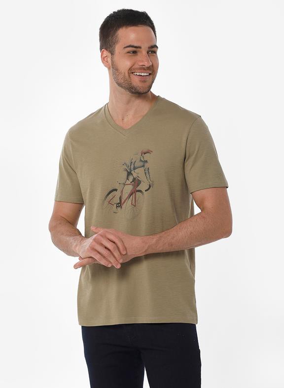 T-Shirt Bicycle Print Olive from Shop Like You Give a Damn