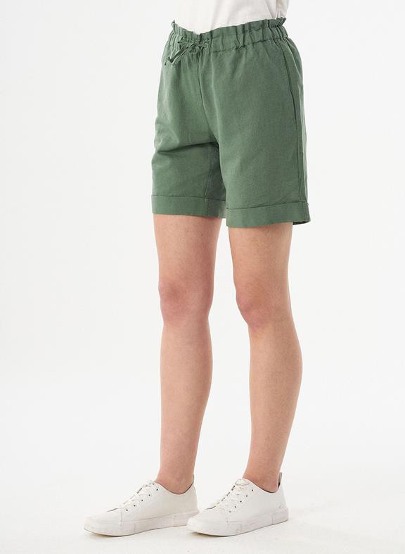 Paperbag Shorts Linen Blend Green from Shop Like You Give a Damn