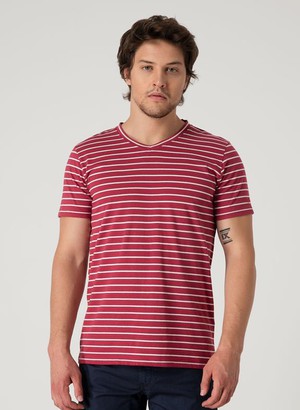 T-Shirt V-Neck Striped Red from Shop Like You Give a Damn