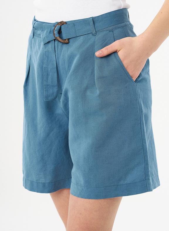 Shorts Belt Linen Blend Blue from Shop Like You Give a Damn