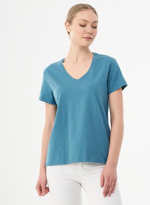 Basic T-Shirt V-Neck Organic Cotton Blue from Shop Like You Give a Damn