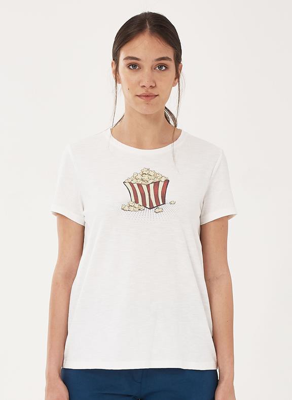 T-Shirt With Popcorn Print White from Shop Like You Give a Damn