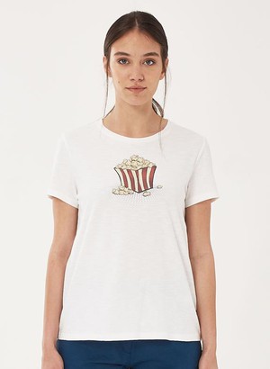 T-Shirt With Popcorn Print White from Shop Like You Give a Damn