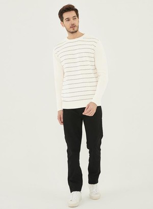 Striped Sweater Off White Dark Grey from Shop Like You Give a Damn