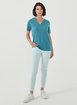 T-Shirt V-Neck Petrol Blue from Shop Like You Give a Damn