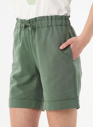 Paperbag Shorts Linen Blend Green from Shop Like You Give a Damn