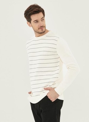 Striped Sweater Off White Dark Grey from Shop Like You Give a Damn