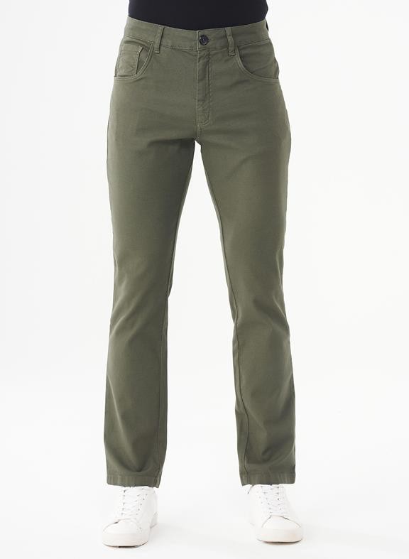 Five Pocket Pants Khaki Green from Shop Like You Give a Damn