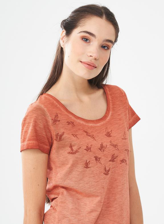 T-Shirt Bird Print Ginger Brown from Shop Like You Give a Damn