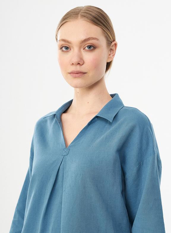 Blouse Three Quarter Sleeve Blue from Shop Like You Give a Damn