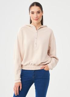 Hoodie Buttons Stone Beige via Shop Like You Give a Damn