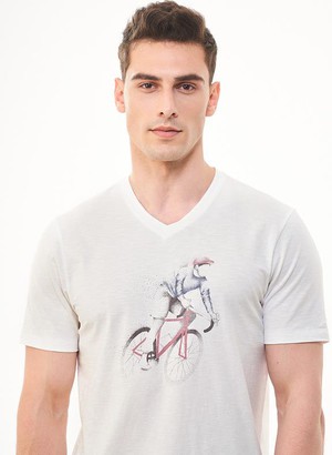 T-Shirt Bicycle Print White from Shop Like You Give a Damn