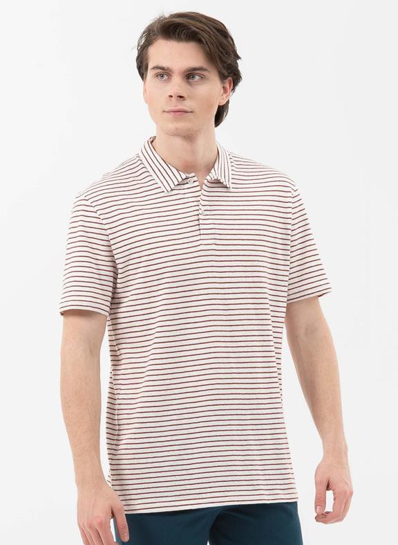 Striped Polo White/Brown from Shop Like You Give a Damn