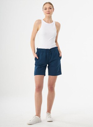 Paperbag Shorts Linen Blend Dark Blue from Shop Like You Give a Damn