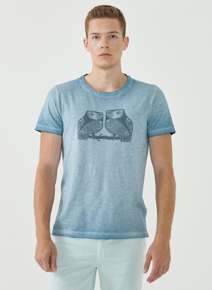 T-Shirt Owl Print Blue from Shop Like You Give a Damn