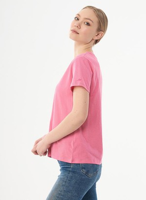 Basic T-Shirt V-Neck Organic Cotton Hot Pink from Shop Like You Give a Damn