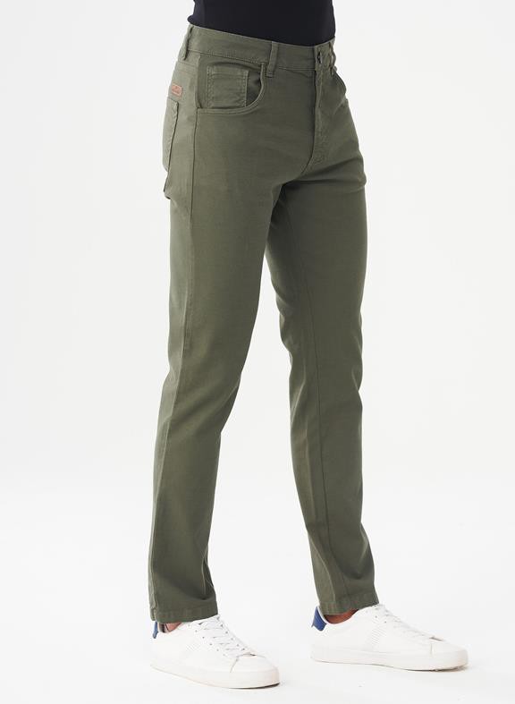Five Pocket Pants Khaki Green from Shop Like You Give a Damn