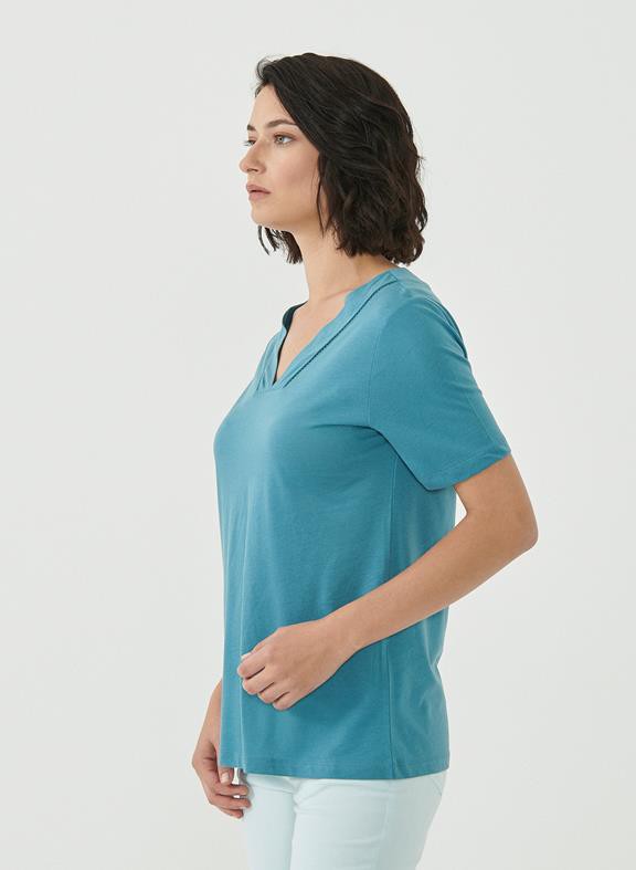 T-Shirt V-Neck Petrol Blue from Shop Like You Give a Damn