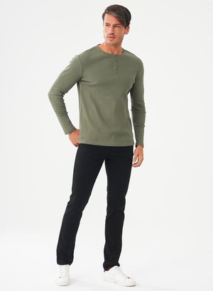 Ribbed Henley Shirt Khaki from Shop Like You Give a Damn