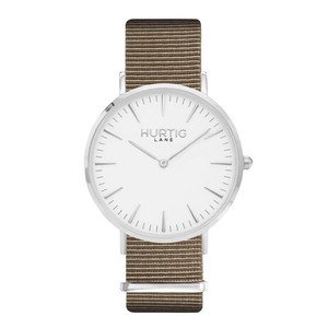 Watch Montezuma Nylon Nato Silver White & Olive Green Women from Shop Like You Give a Damn