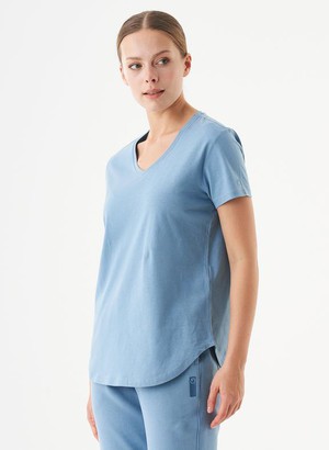 V-Neck T-Shirt Tuba Steel Blue from Shop Like You Give a Damn