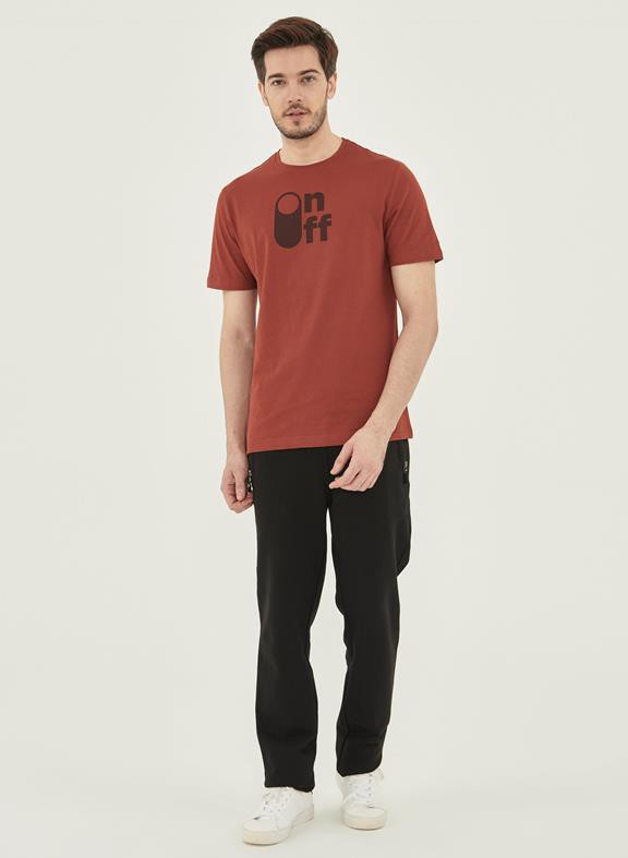 T-Shirt On Off Brown Red from Shop Like You Give a Damn