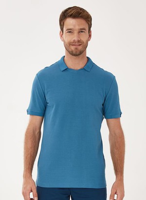 Polo Shirt V-Neck Blue from Shop Like You Give a Damn