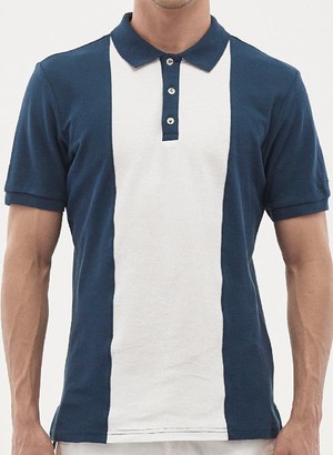 Polo Shirt With Contrast Stripes Navy from Shop Like You Give a Damn