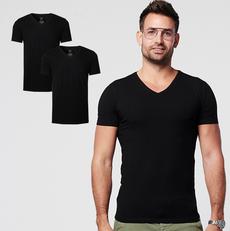 T-shirt Black V-neck Men | 2-pack | Slim Fit via SKOT