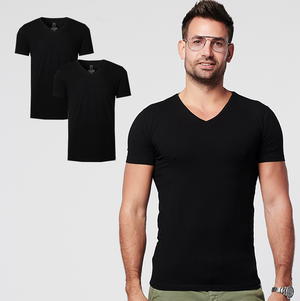 T-shirt Black V-neck Men | 2-pack | Slim Fit from SKOT
