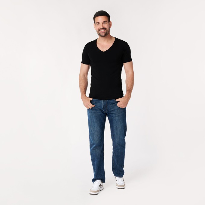 T-shirt Black Deep V-neck Men | 2-pack | Slim Fit from SKOT