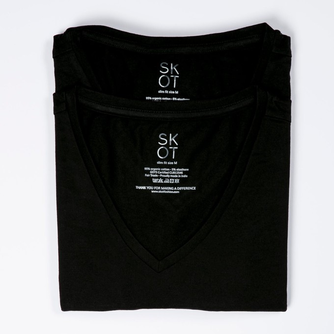 T-shirt - Regular V-neck 2-pack - Black from SKOT