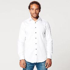 Shirt - Slim Fit - Circular White Contrast via SKOT