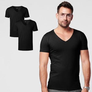 T-shirt Black Deep V-neck Men | 2-pack | Slim Fit from SKOT