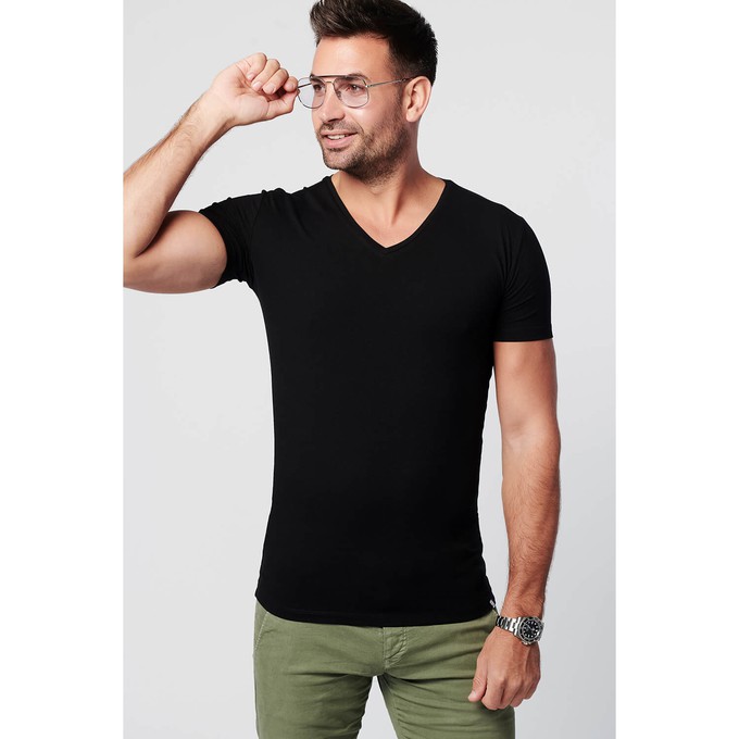T-shirt Black V-neck Men | 2-pack | Slim Fit from SKOT