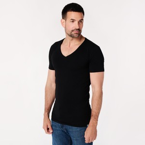 T-shirt Black Deep V-neck Men | 2-pack | Slim Fit from SKOT
