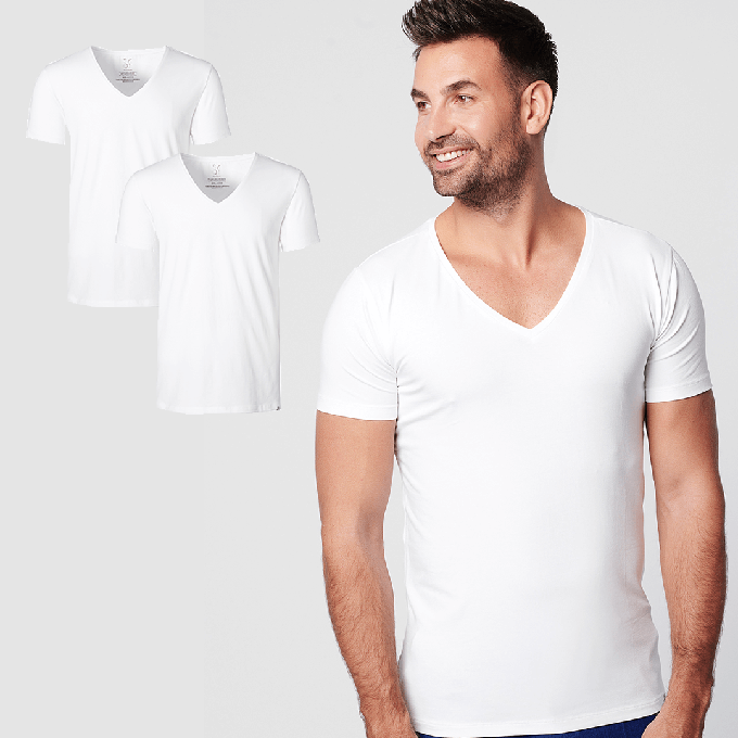 T-shirt - Deep V-neck 2-pack - White from SKOT