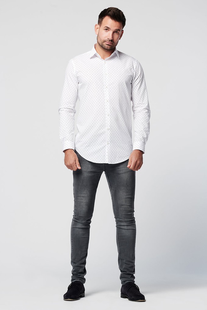 Shirt - Slim Fit - Spotted White (last stock) from SKOT