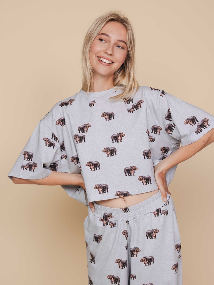 Hippos Cropped T-shirt and Wide pants set Women from SNURK