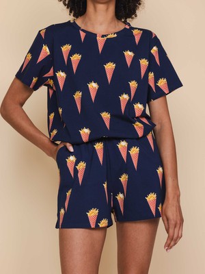 Fries Navy T-shirt and Shorts set Women from SNURK