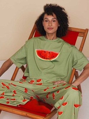 Watermelon Cropped T-shirt and Wide pants set Women from SNURK