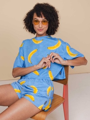 Banana Blue Cropped T-shirt and Shorts set Women from SNURK