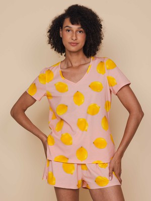 Lemon V-Neck T-shirt and Shorts set Women from SNURK