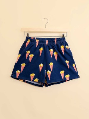 Fries Navy V-Neck T-shirt and Shorts set Women from SNURK