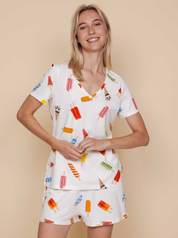 Popsicles V-Neck T-shirt and Shorts set Women from SNURK